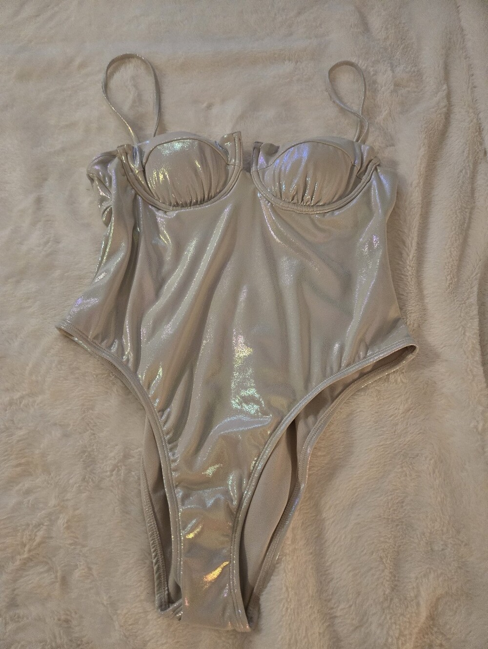 Holographic Silver  One-Piece Swimsuit